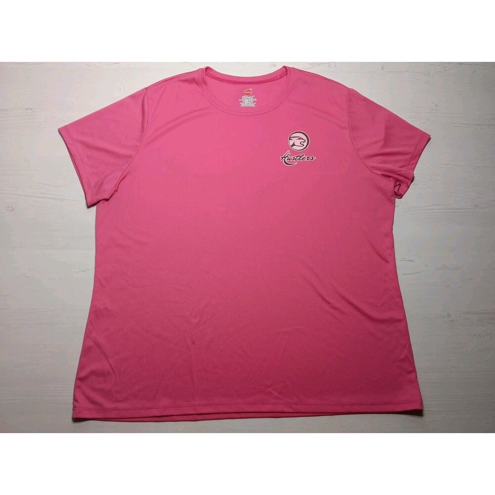 Hustlers Ladies Pink Tee Shirt-Cool Dri-Short Sleeve-Plus Size 2XL Hanes